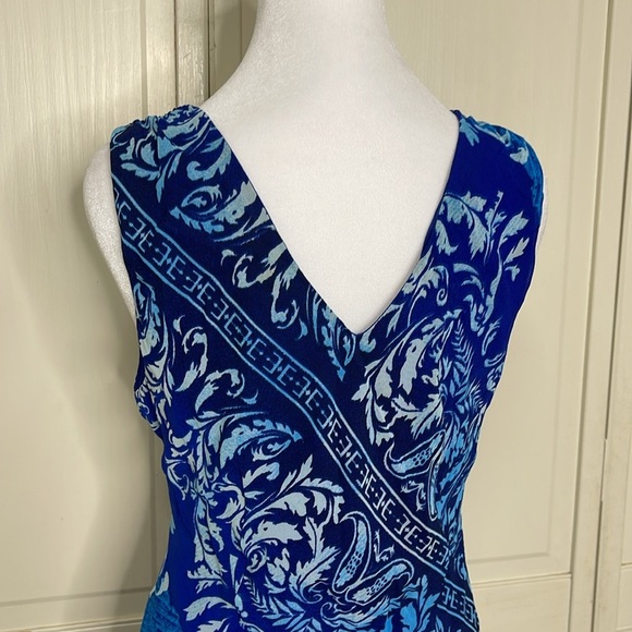 Rabbit Designs Women’s Blue Paisley Midi Asymmetrical Slip Sundress Size 10 - Picture 6 of 12